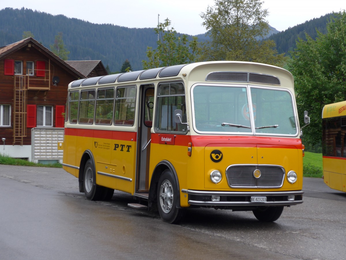 (163'791) - Rentsch, Gunten - BE 823'203 - FBW/Gangloff (ex P 23'203; ex P 21'003) am 23. August 2015 in Habkern, Zundli