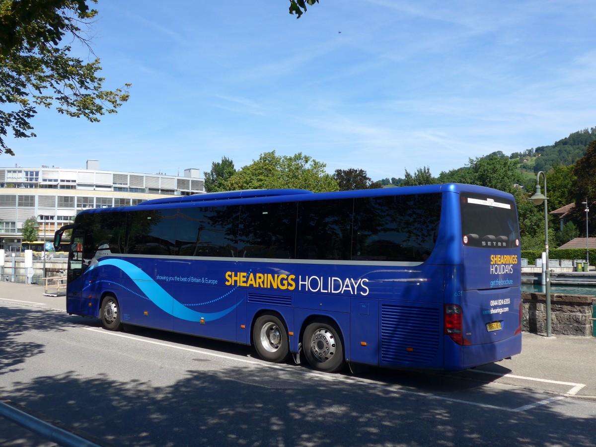 (163'858) - Aus England: Shearings, Wigan - Nr. 631/BX63 BFA - Setra am 26. August 2015 bei der Schifflndte Thun