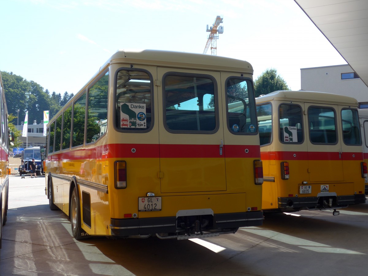 (164'142) - Schmid, Glarus - GL 4012 - Saurer/Tscher (ex Mosimann, Aesch; ex Erne, Full; ex P 24'257) am 29. August 2015 in Oberkirch, CAMPUS Sursee