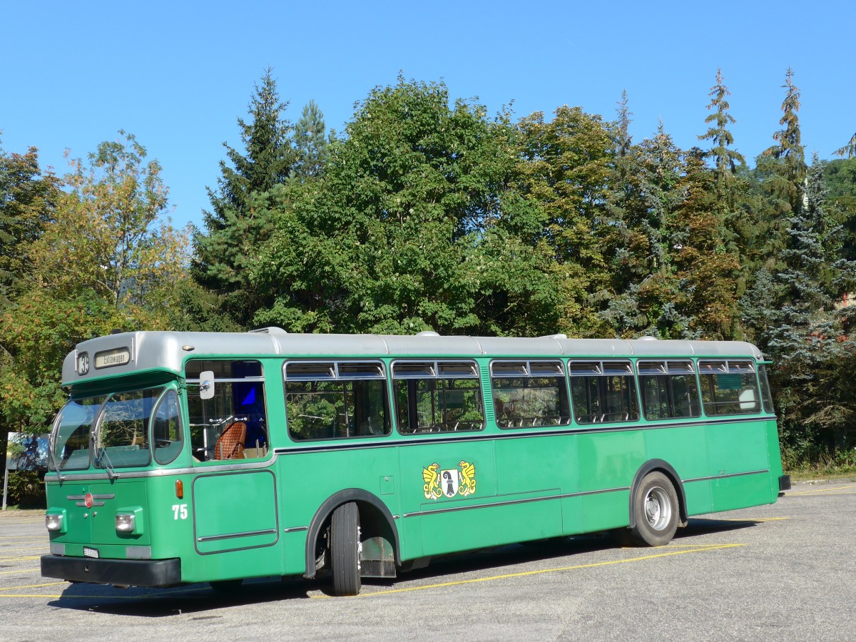 (164'264) - BVB Basel (RWB) - Nr. 75/BE 530'697 - FBW/FHS am 30. August 2015 in Trimbach, Eisenbahn