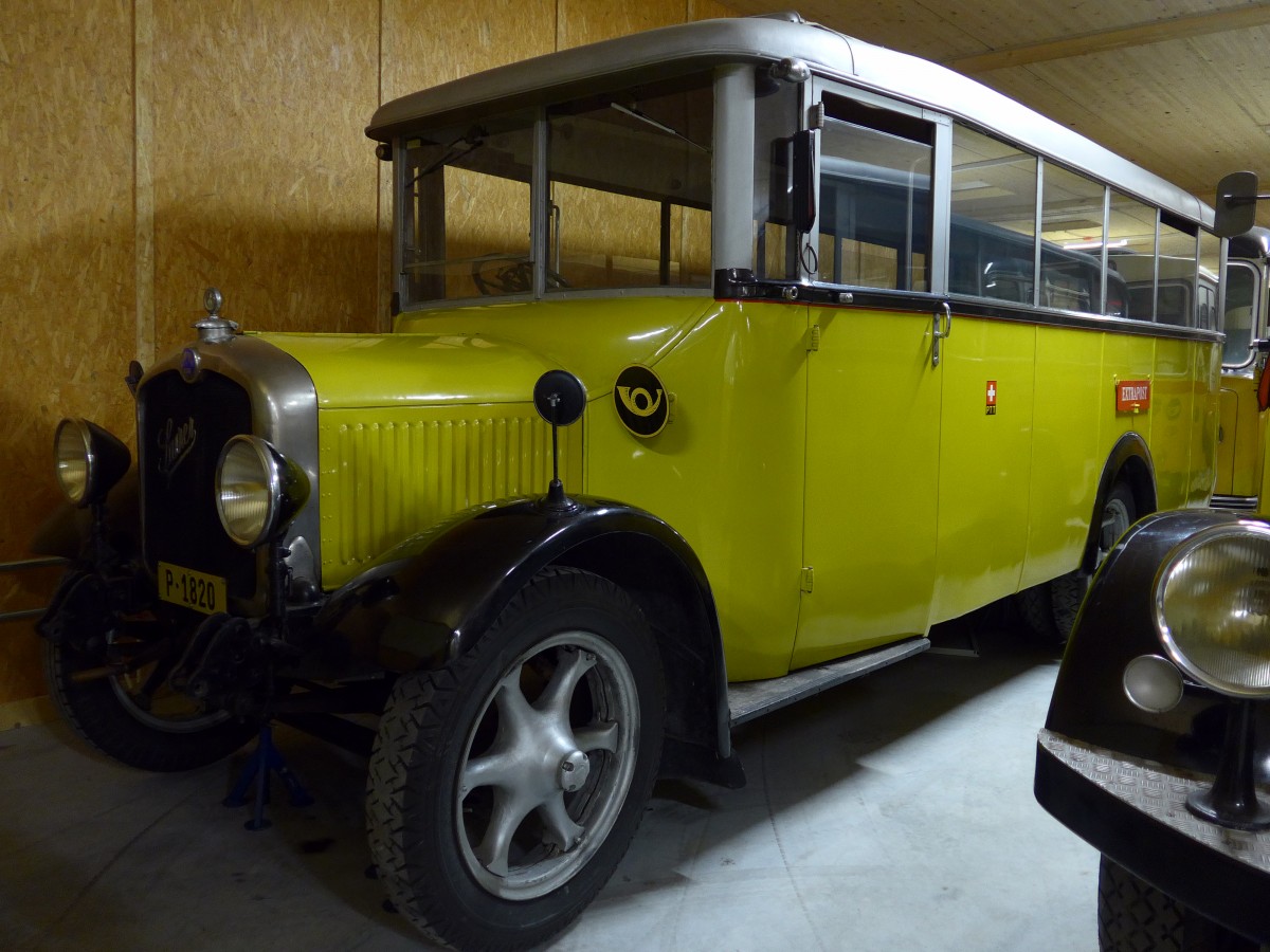 (164'630) - PTT-Regie - P 1820 - Saurer/Hess am 13. September 2015 in Mamishaus, Depot MfK