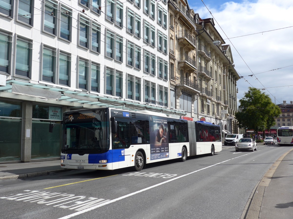 (165'136) - TL Lausanne - Nr. 647/VD 201'254 - MAN am 18. September 2015 in Lausanne, Bel-Air