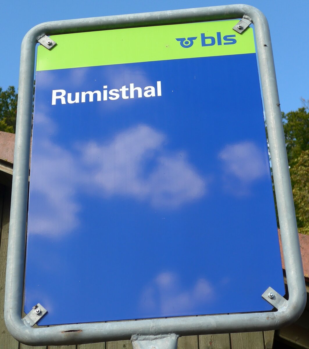 (166'028) - bls-Haltestellenschild - Heimiswil, Rumisthal - am 4. Oktober 2015