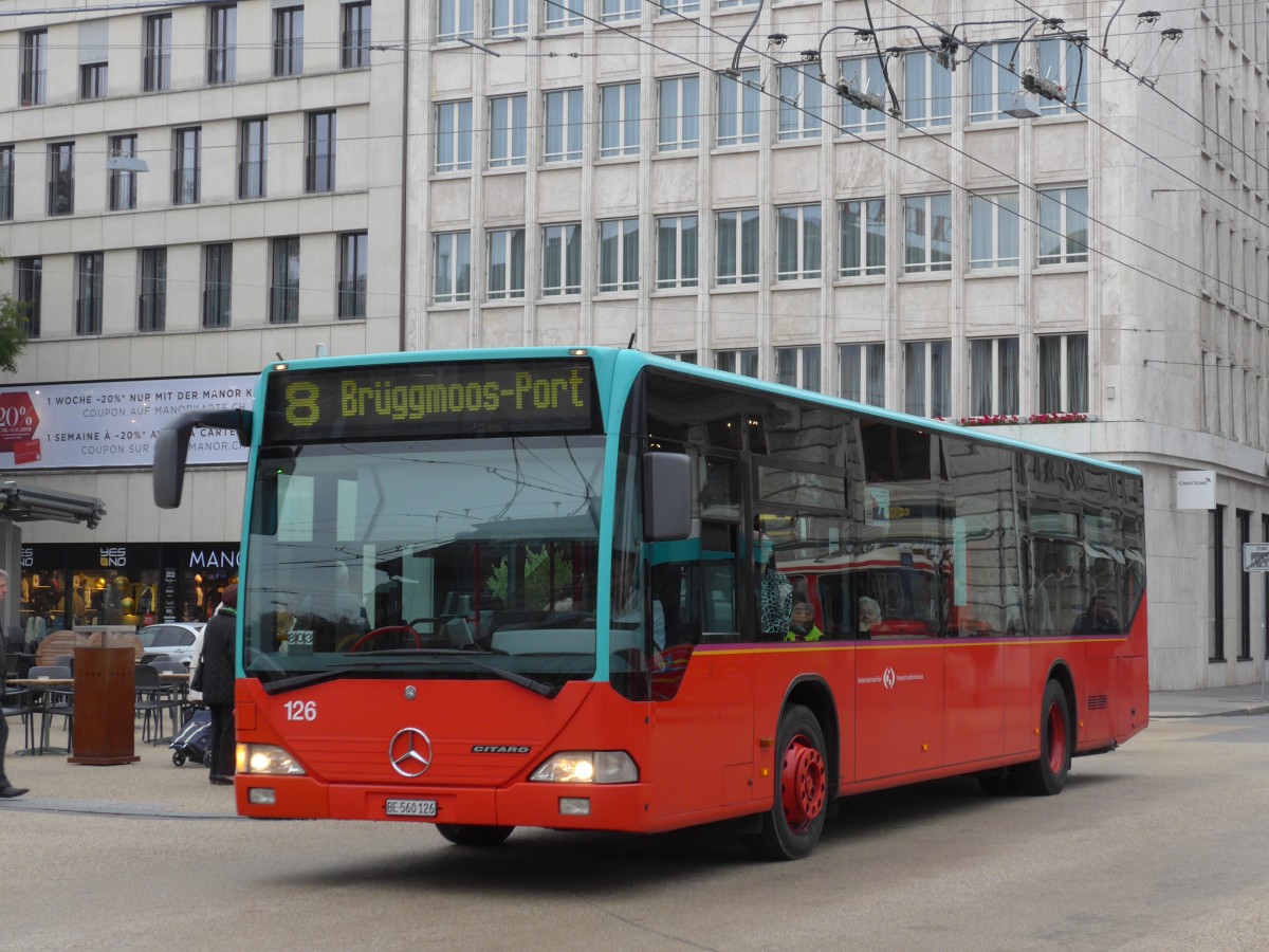 (166'333) - VB Biel - Nr. 126/BE 560'126 - Mercedes am 24. Oktober 2015 in Biel, Zentralplatz