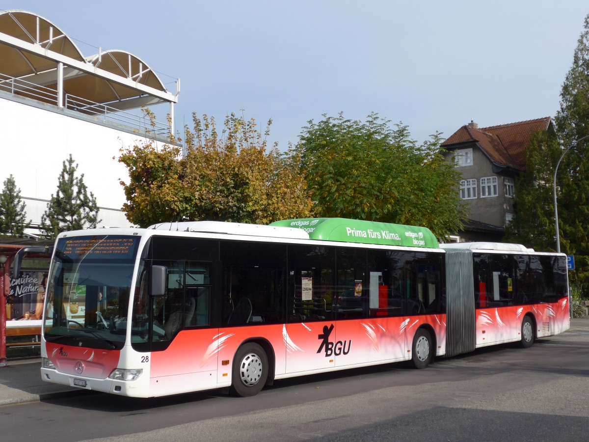 (166'431) - BGU Grenchen - Nr. 28/SO 167'263 - Mercedes am 24. Oktober 2015 beim Bahnhof Grenchen Sd