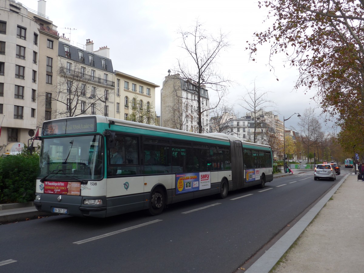 (166'866) - RATP Paris - Nr. 1538/BV 367 ZC - Renault am 16. November 2015 in Paris, Place d'Italie