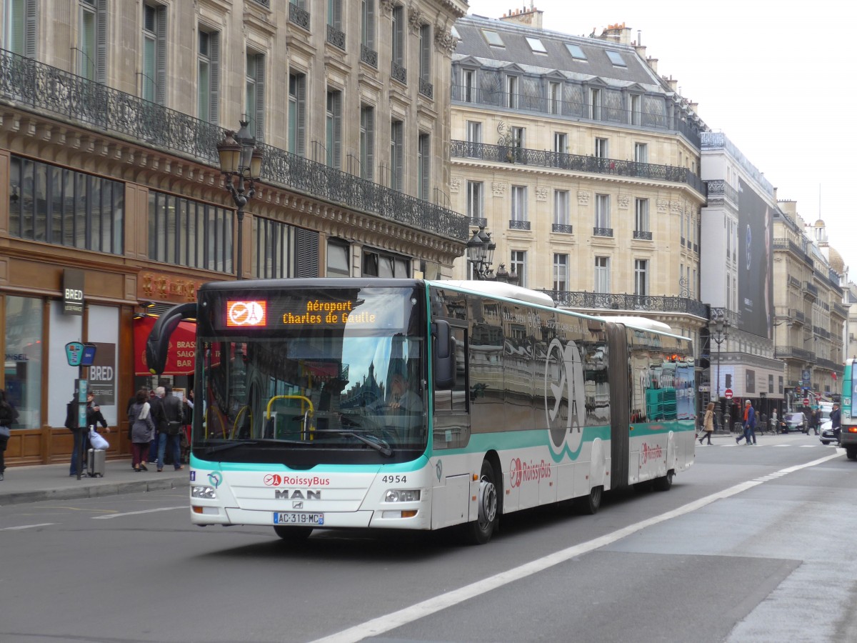 (166'912) - RATP Paris - Nr. 4954/AC 319 MC - MAN am 16. November 2015 in Paris, Opra