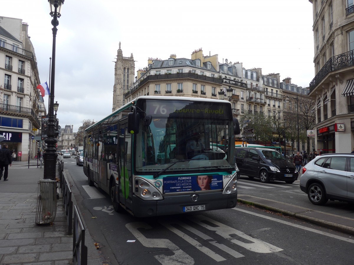 (167'364) - RATP Paris - Nr. 3163/340 QXC 75 - Irisbus am 18. November 2015 in Paris, Chtelet