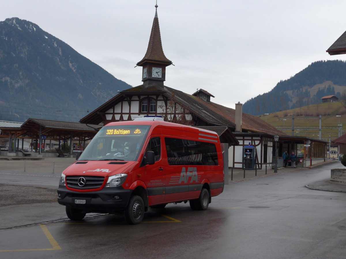 (168'165) - AFA Adelboden - Nr. 53/BE 210'631 - Mercedes am 31. Dezember 2015 beim Bahnhof Zweisimmen