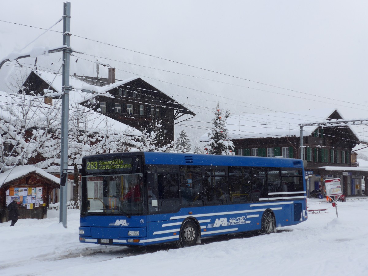 (168'482) - AFA Adelboden - Nr. 56/BE 611'030 - MAN/Gppel am 17. Januar 2016 beim Bahnhof Lenk