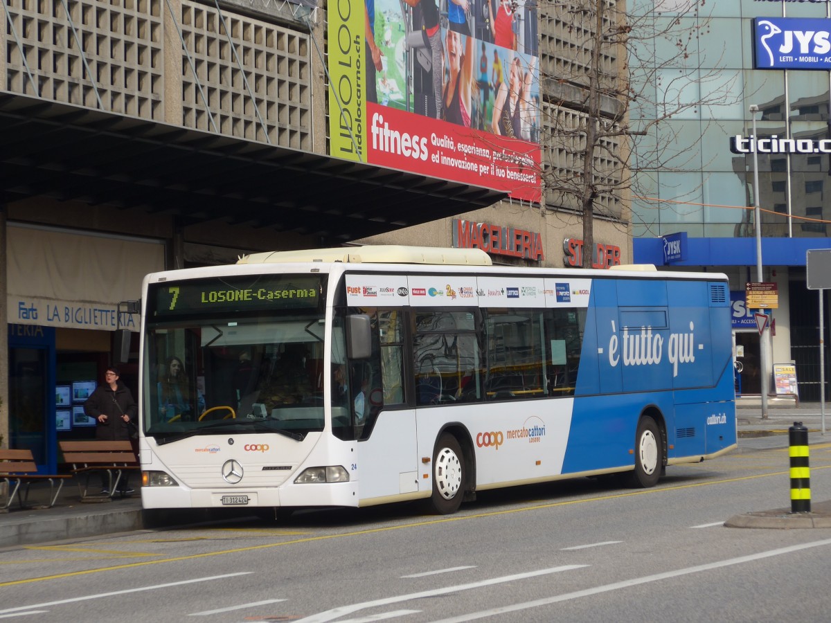 (168'603) - FART Locarno - Nr. 24/TI 312'424 - Mercedes am 6. Februar 2016 beim Bahnhof Locarno