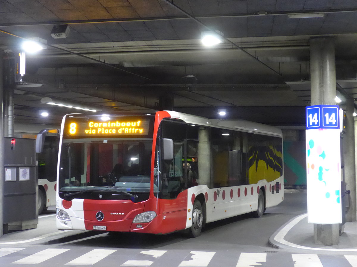 (169'243) - TPF Fribourg - Nr. 87/FR 300'406 - Mercedes am 13. Mrz 2016 in Fribourg, Busbahnhof