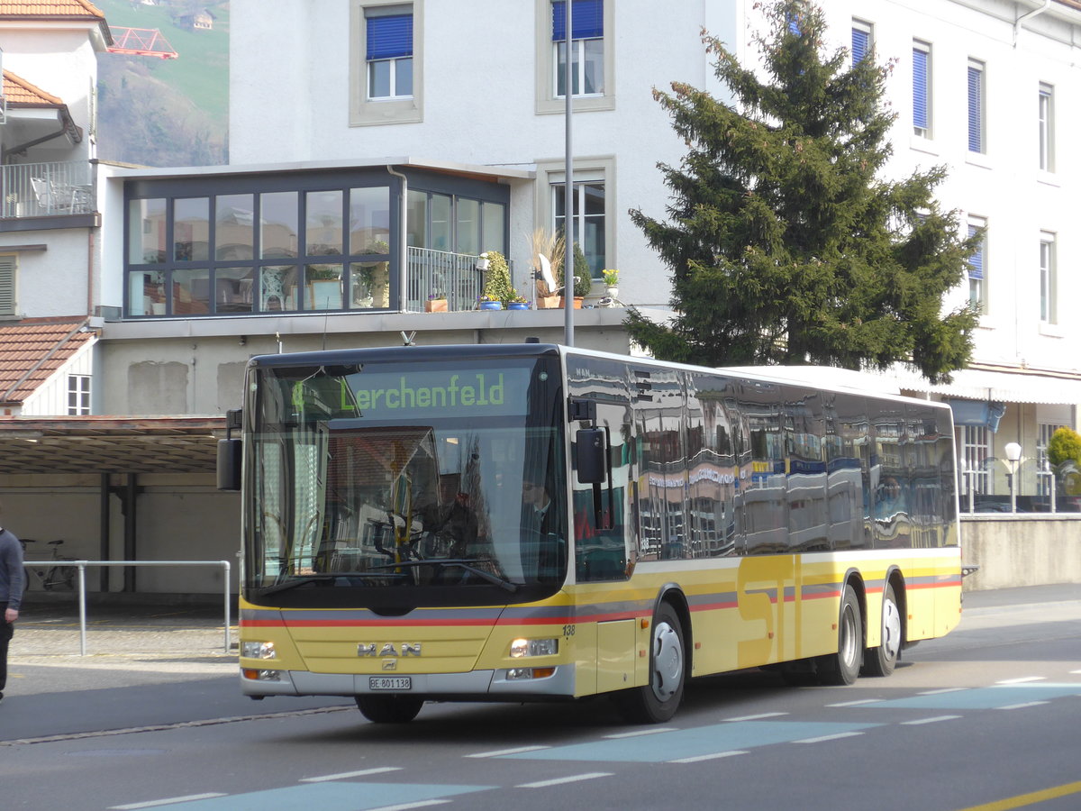 (169'247) - STI Thun - Nr. 138/BE 801'138 - MAN am 15. Mrz 2016 in Thun, Guisanplatz