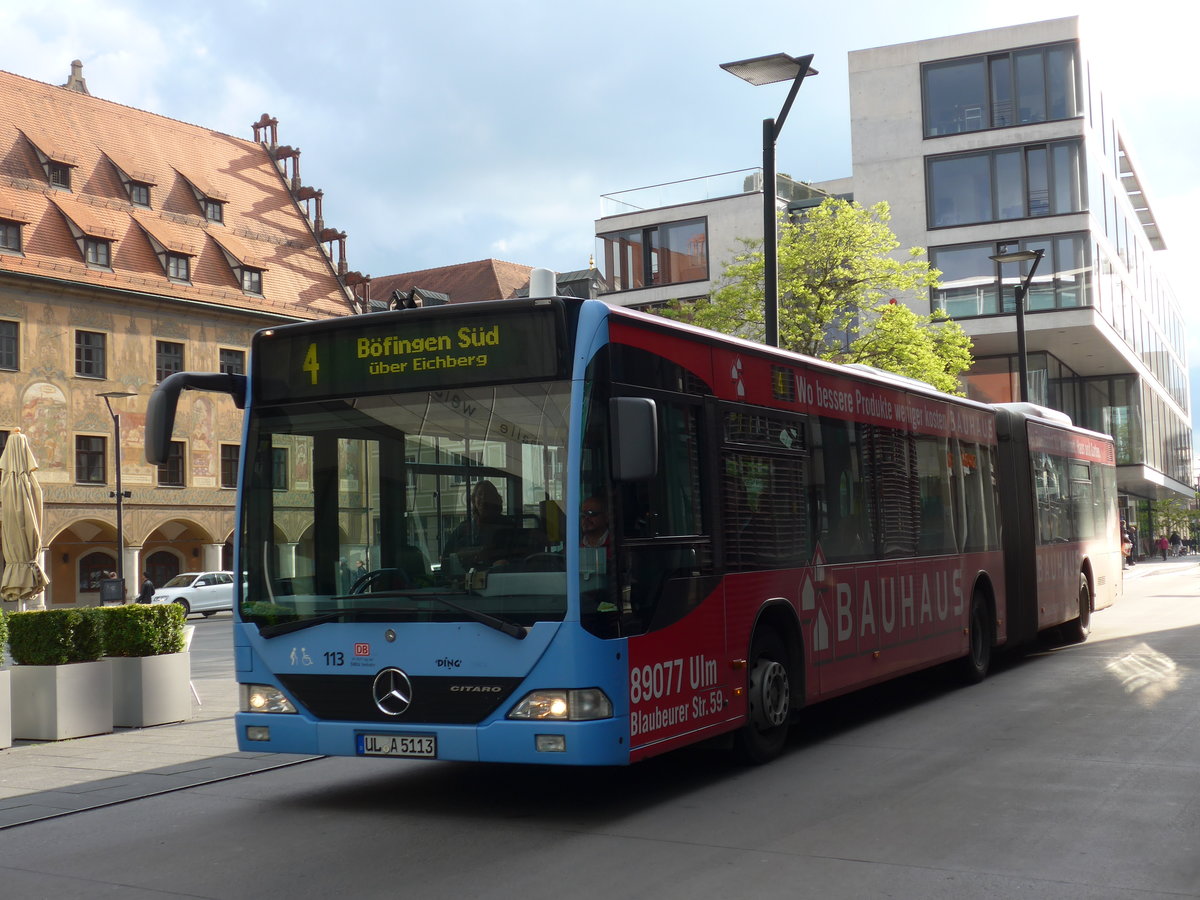 (171'047) - SWU Ulm - Nr. 113/UL-A 5113 - Mercedes am 19. Nai 2016 in Ulm, Rathaus Ulm