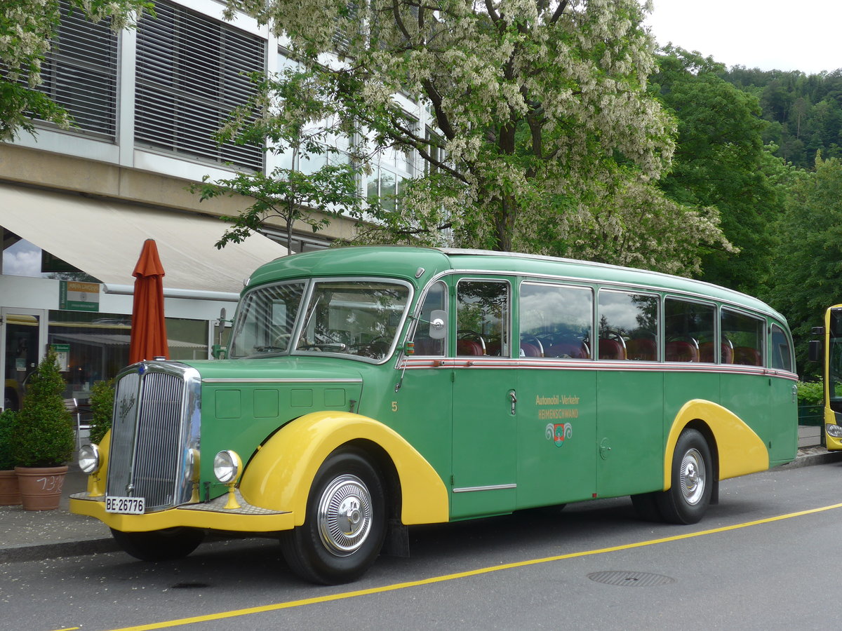 (171'536) - STI Thun - Nr. 15/BE 26'776 - Saurer/Gangloff (ex AvH Heimenschwand Nr. 5) am 31. Mai 2016 bei der Schifflndte Thun