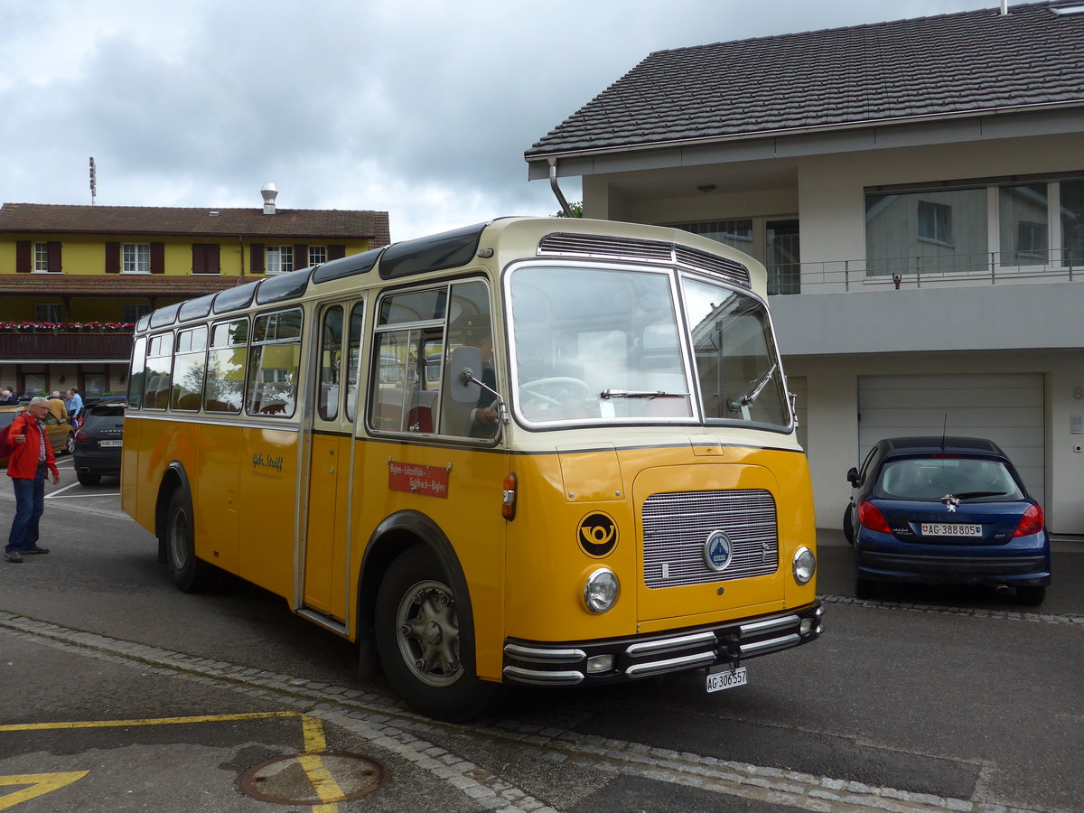 (171'633) - Streiff, Gelterkinden - AG 306'557 - Saurer/Gangloff (ex Oldie-Tours Zrisee, Wollerau; ex OTAG, Wald; ex Leibundgut, Obergoldbach; ex Krebs, Belpberg) am 4. Juni 2016 in Mhlethal, Gasthof Linde