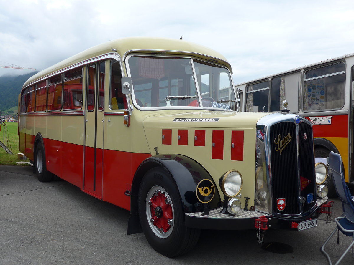 (172'463) - Imfeld, Sachseln - LU 91'695 U - Saurer/Tscher (ex Ltscher, Neuheim) am 26. Juni 2016 in Interlaken, Flugplatz