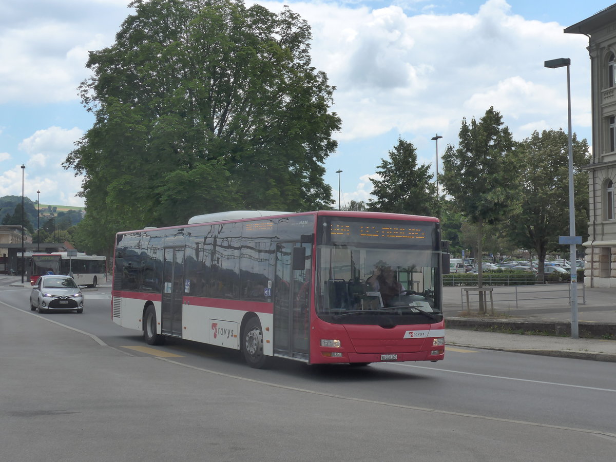 (173'044) - TRAVYS Yverdon - VD 550'260 - MAN am 15. Juli 2016 beim Bahnhof Yverdon