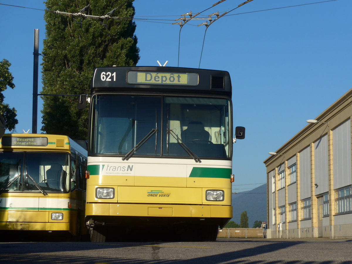 (173'096) - transN, La Chaux-de-Fonds - Nr. 621 - NAW/Hess Gelenktrolleybus (ex TN Neuchtel Nr. 121) am 17. Juli 2016 in Neuchtel, Dpt