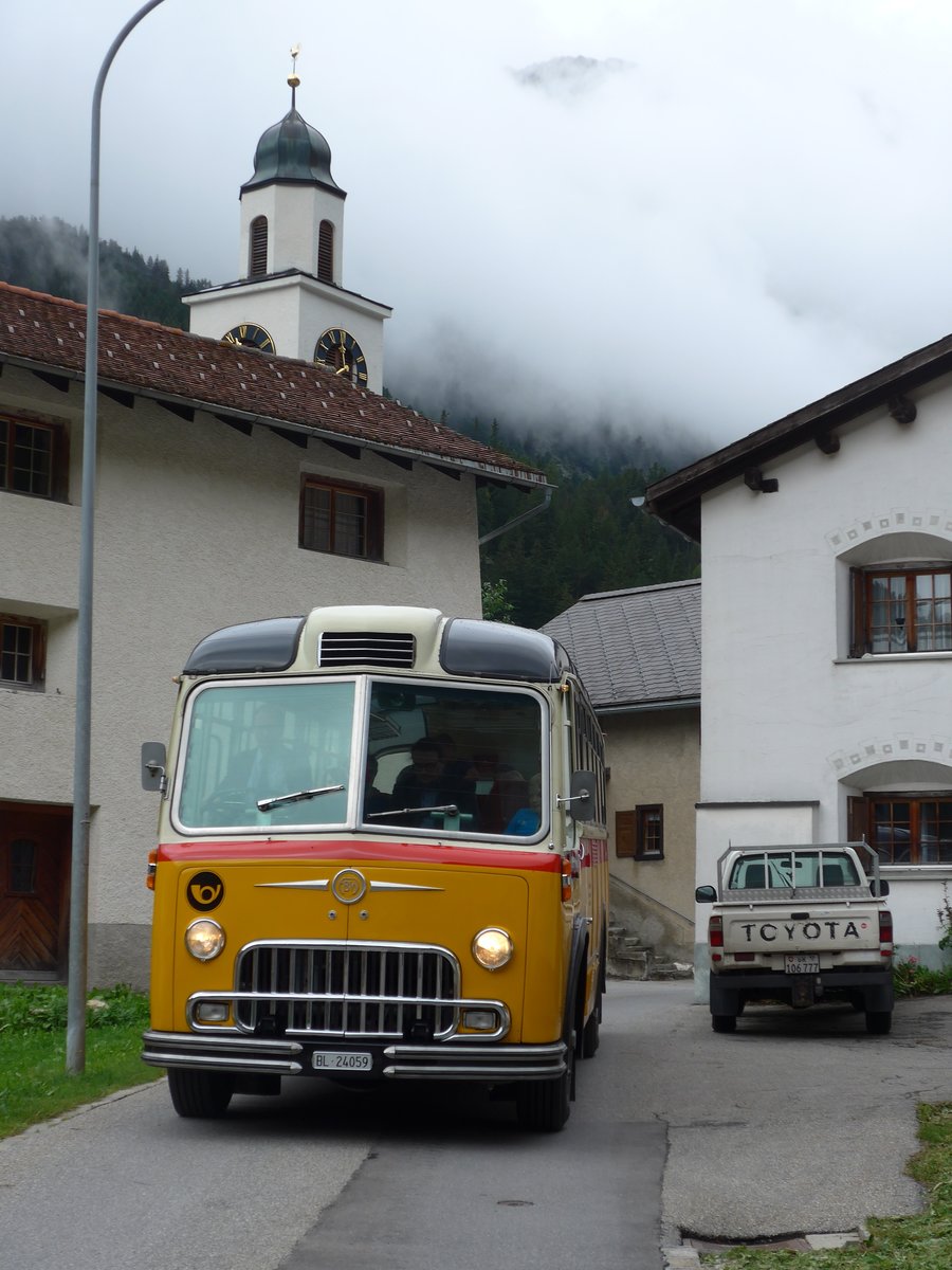 (174'167) - Tanner&Lambach, Reigoldswil - Nr. 2/BL 24'059 - FBW/R&J (ex Hunziker, Rschlikon; ex P 24'059) am 21. August 2016 in Innerferrera