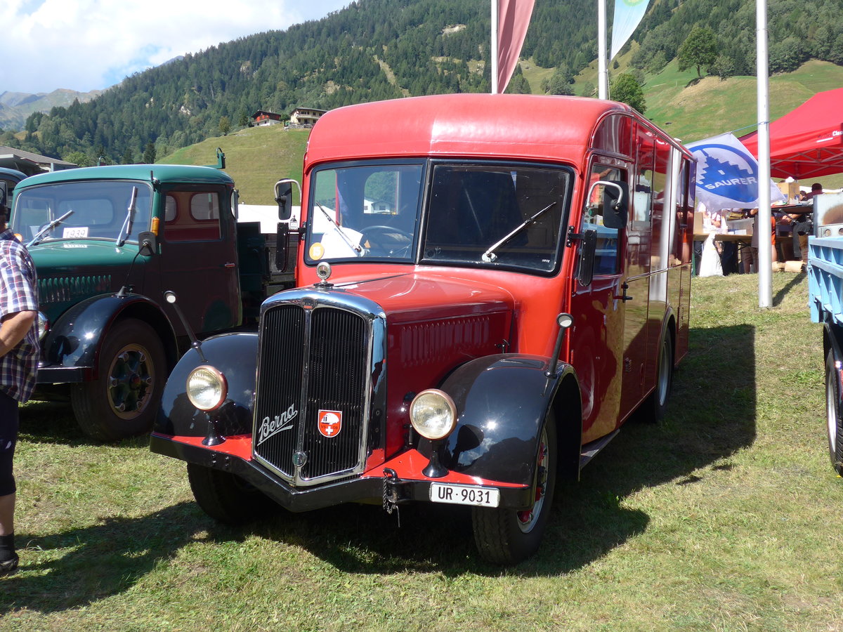 (174'705) - Schuler, Amsteg - UR 9031 - Berna/Hess (ex Hfliger, Luzern; ex M+3143) am 10. September 2016 in Campo, Saurertreffen