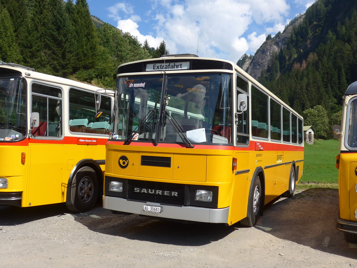 (174'747) - Voser, Neuenhof - AG 30'683 - Saurer/Tscher (ex Fischer, Roggwil; ex Mattli, Wassen) am 10. September 2016 in Campo, Saurertreffen