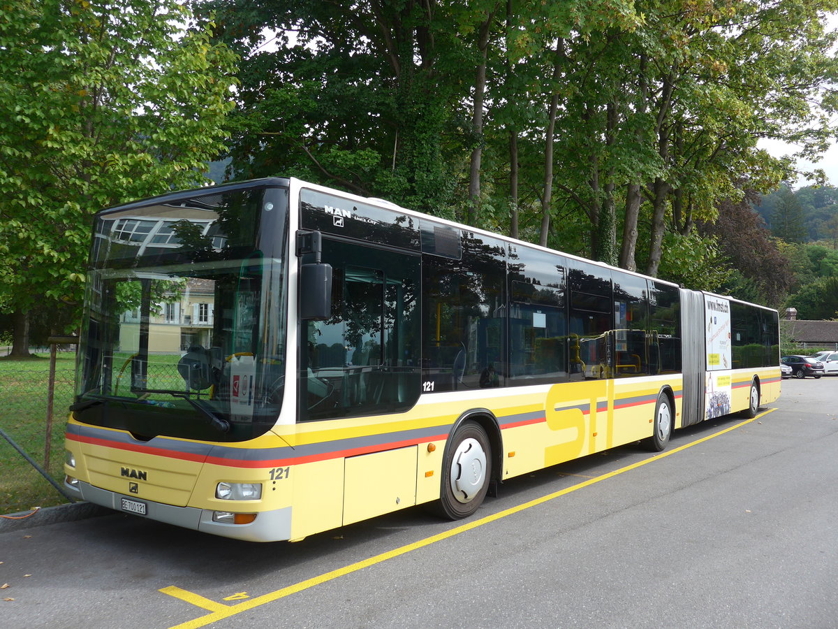 (175'056) - STI Thun - Nr. 121/BE 700'121 - MAN am 20. September 2016 bei der Schifflndte Thun