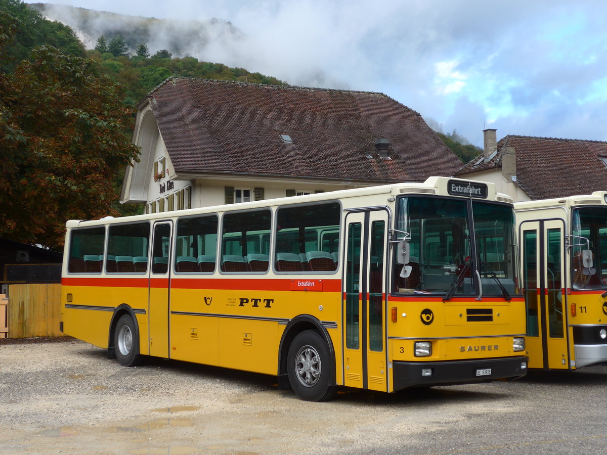 (175'309) - Kolb, Grasswil - Nr. 3/BE 93'915 - Saurer/R&J (ex Schmocker, Stechelberg Nr. 3; ex Nr. 1; ex Gertsch, Stechelberg Nr. 1) am 2. Oktober 2016 in Oensingen, Bad Klus