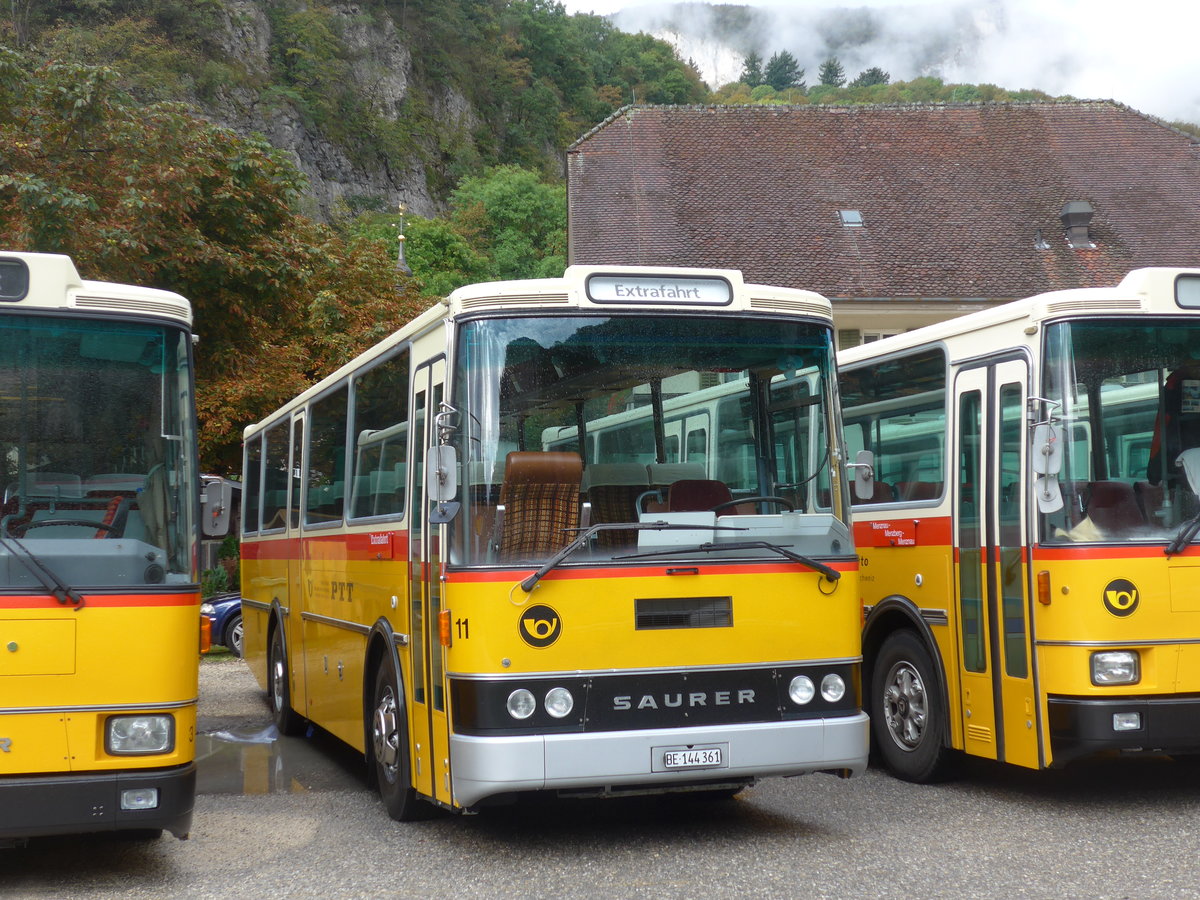 (175'310) - Aebi, Koppigen - Nr. 11/BE 144'361 - Saurer/Lauber (ex Leuenberger, Kirchberg; ex Niederer, Filzbach Nr. 11) am 2. Oktober 2016 in Oensingen, Bad Klus