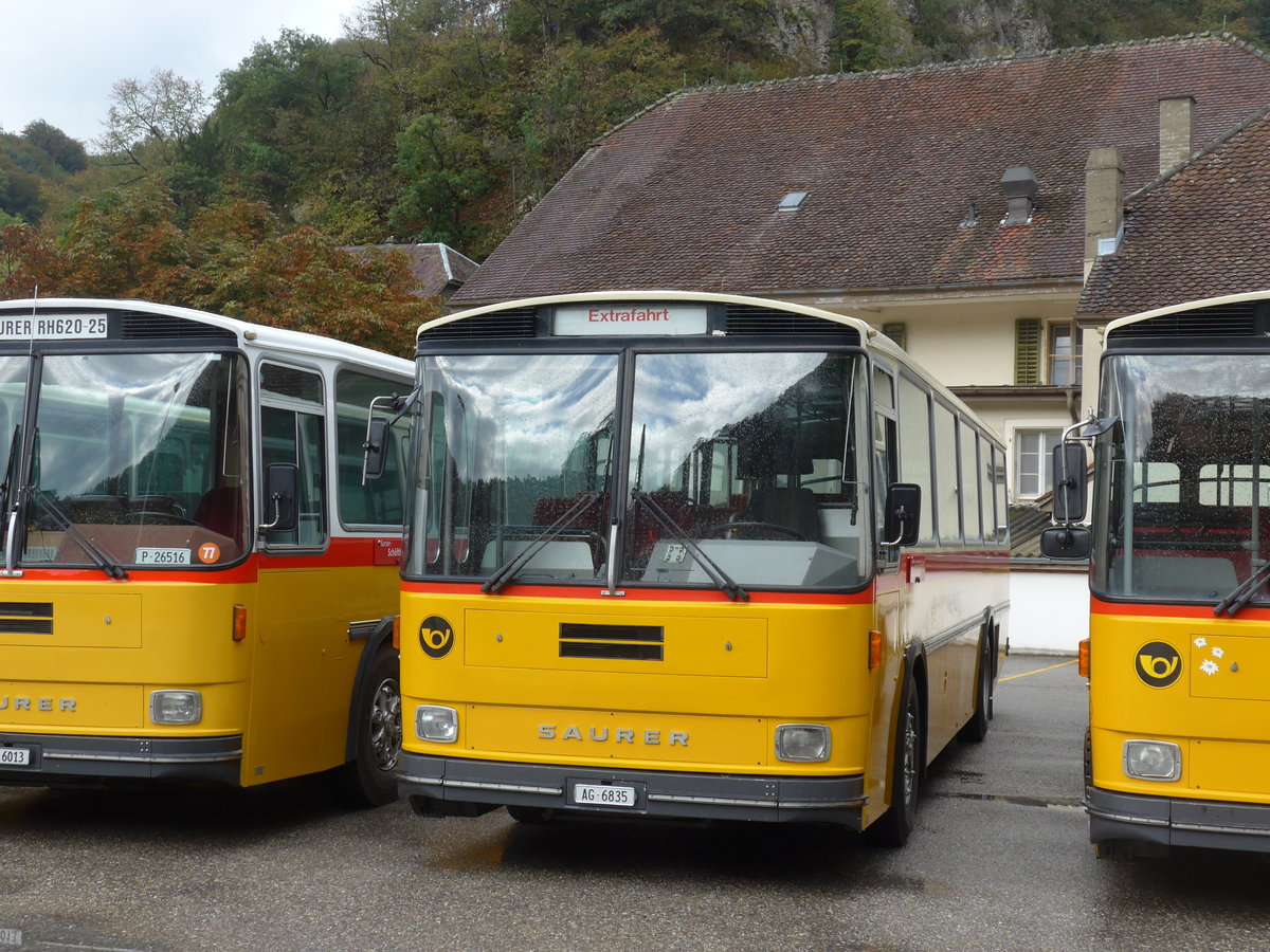 (175'322) - Gautschi, Suhr - AG 6835 - Saurer/Tscher (ex Ltscher, Neuheim Nr. 200; ex Cartek, Regensdorf; ex P 25'822) am 2. Oktober 2016 in Oensingen, Bad Klus