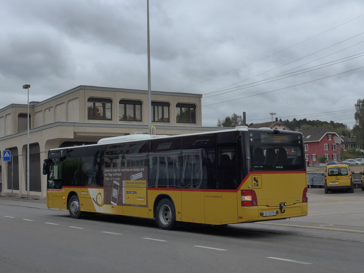 (175'461) - CarPostal Ouest - Nr. 13/JU 51'279 - MAN am 7. Oktober 2016 beim Bahnhof Porrentruy