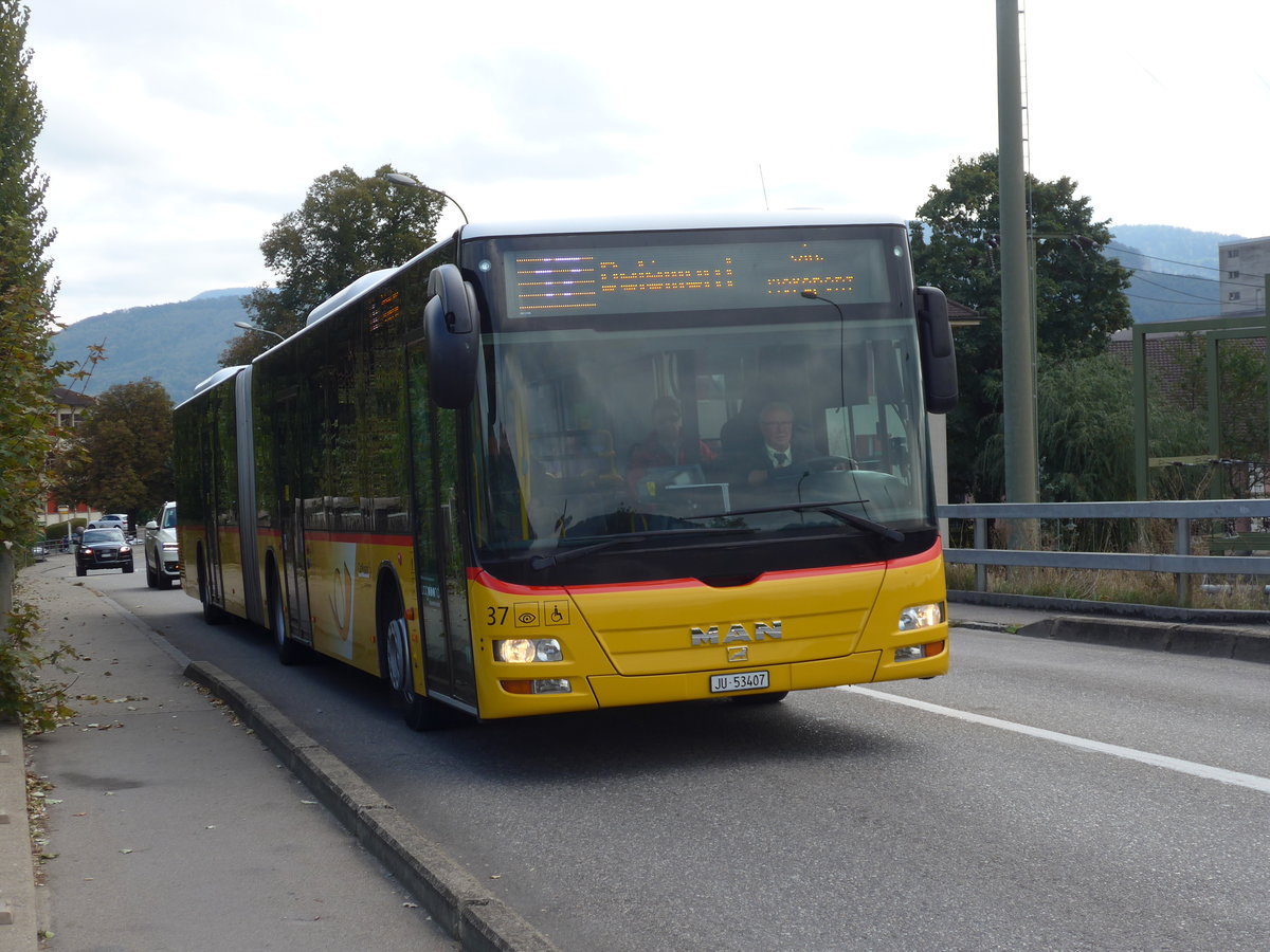 (175'508) - CarPostal Ouest - Nr. 37/JU 53'407 - MAN am 7. Oktober 2016 in Delmont, Von Roll