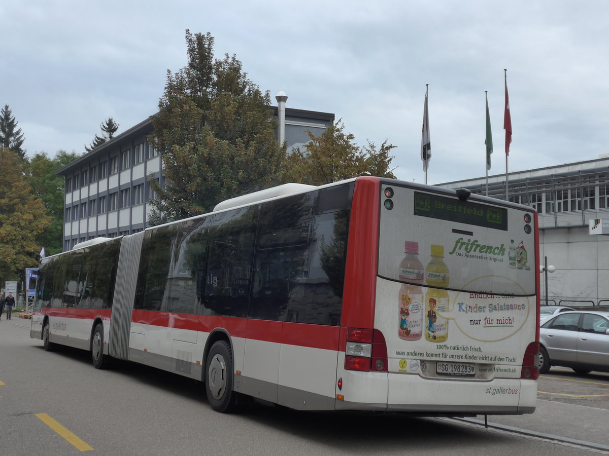 (175'609) - St. Gallerbus, St. Gallen - Nr. 283/SG 198'283 - MAN am 15. Oktober 2016 in St. Gallen, OLMA