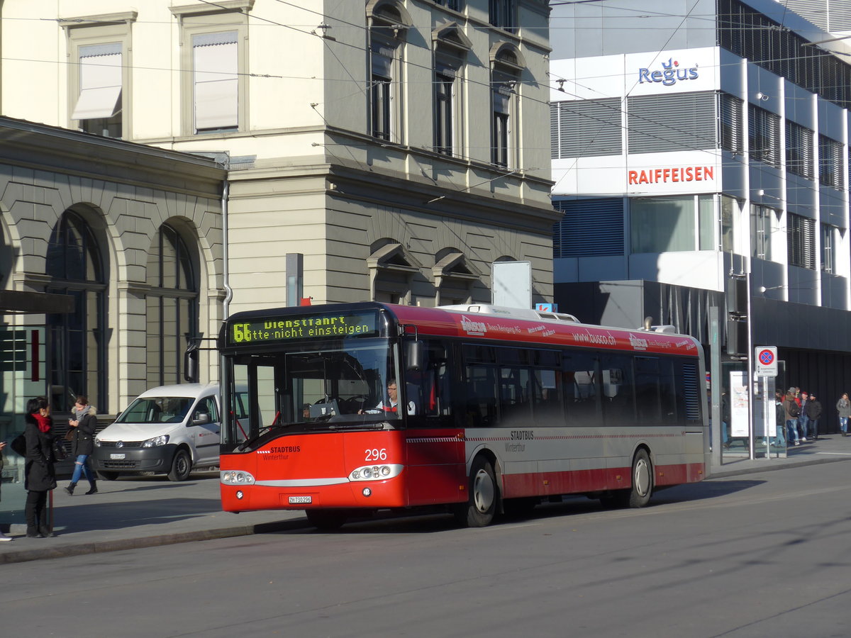 (176'792) - SW Winterthur - Nr. 296/ZH 730'296 - Solaris am 28. November 2016 beim Hauptbahnhof Winterthur