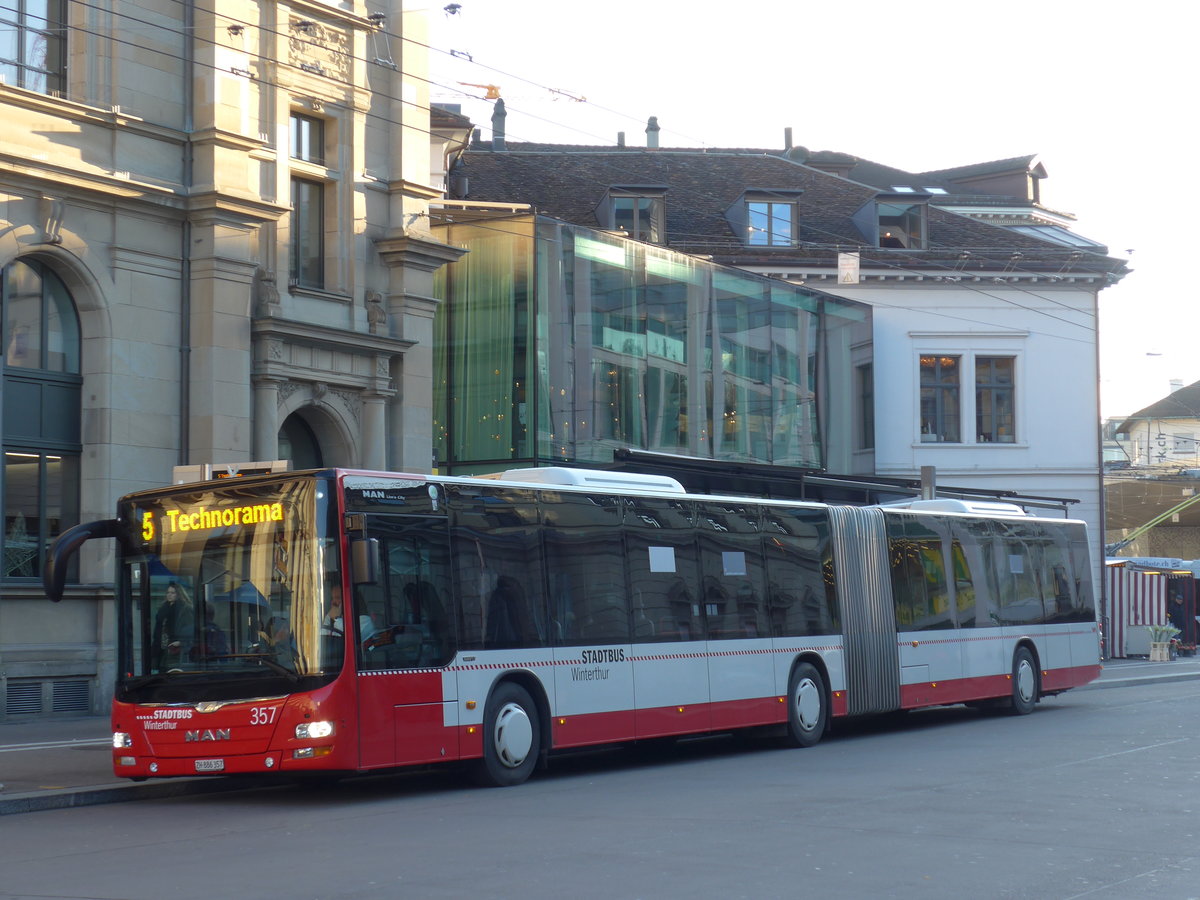 (176'809) - SW Winterthur - Nr. 357/ZH 886'357 - MAN am 28. November 2016 beim Hauptbahnhof Winterthur