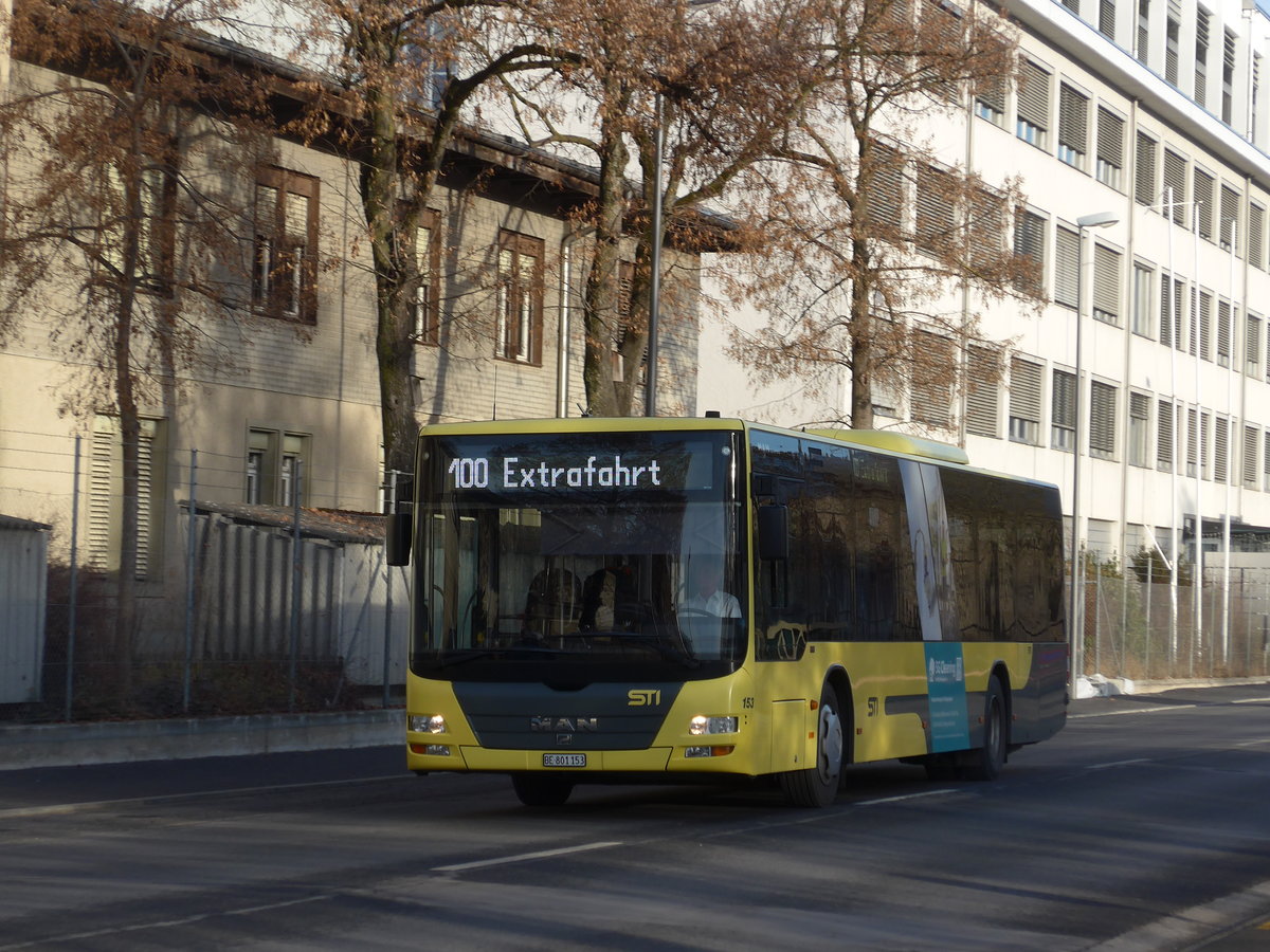 (177'043) - STI Thun - Nr. 153/BE 801'153 - MAN am 9. Dezember 2016 in Thun, Allmendstrasse