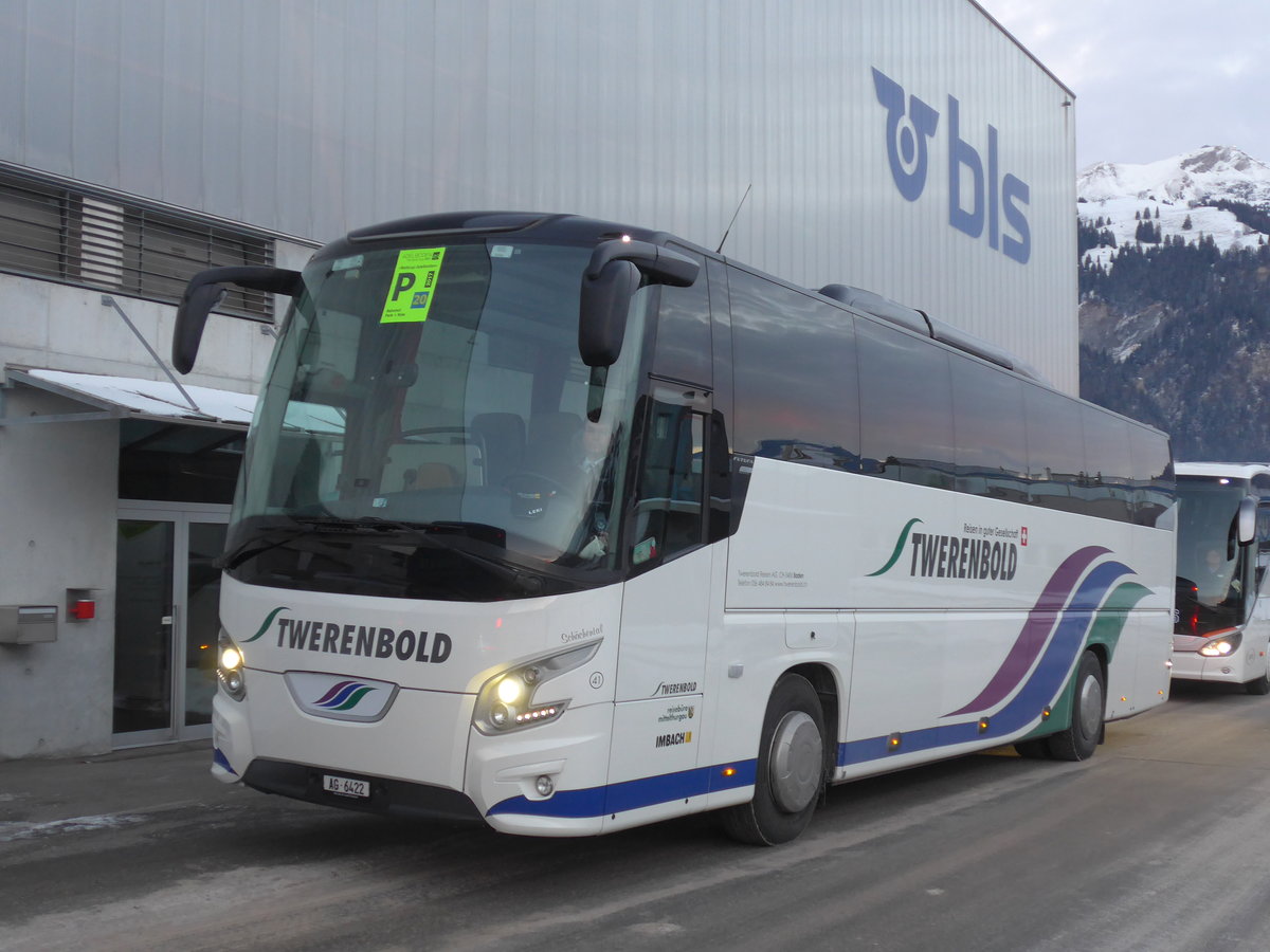 (177'624) - Twerenbold, Baden - Nr. 41/AG 6422 - VDL am 7. Januar 2017 beim Bahnhof Frutigen