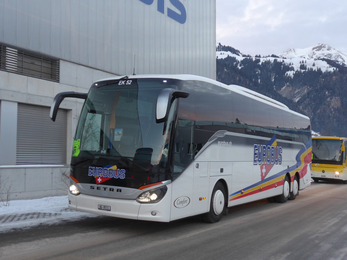 (177'625) - Knecht, Windisch - Nr. 52/AG 8511 - Setra am 7. Januar 2017 beim Bahnhof Frutigen