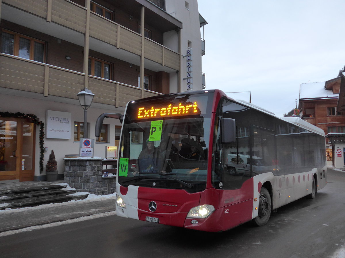 (177'917) - TPF Fribourg (Wieland 76) - Nr. 612/FR 300'241 - Mercedes am 7. Januar 2017 beim Autobahnhof Adelboden