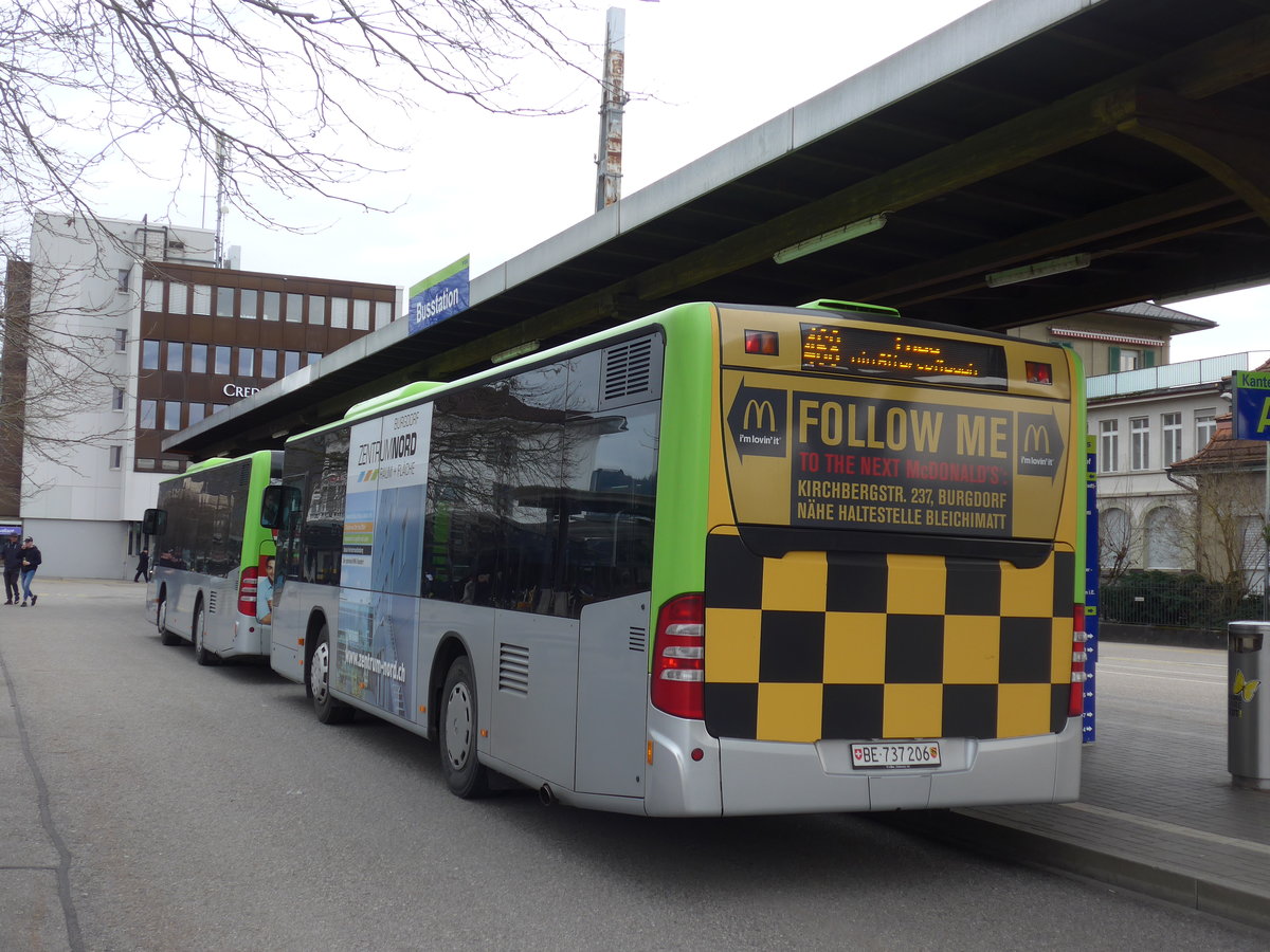 (178'757) - Busland, Burgdorf - Nr. 206/BE 737'206 - Mercedes am 26. Februar 2017 beim Bahnhof Burgdorf