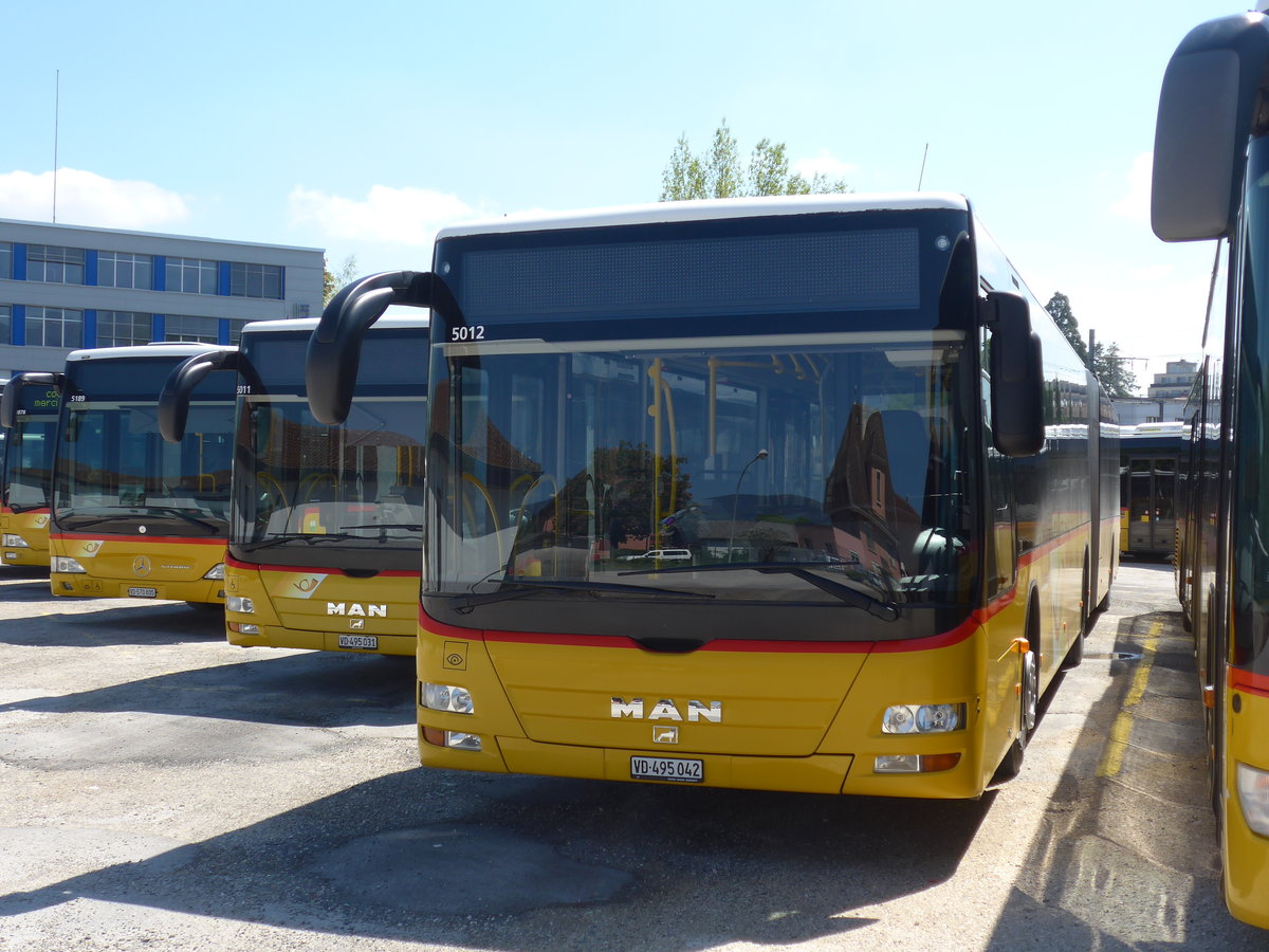 (179'870) - CarPostal Ouest - VD 495'042 - MAN am 29. April 2017 in Yverdon, Garage