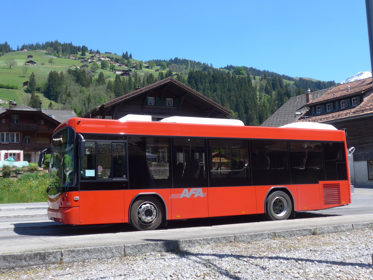 (180'789) - AFA Adelboden - Nr. 56/BE 611'030 - Scania/Hess am 26. Mai 2017 beim Bahnhof Lenk