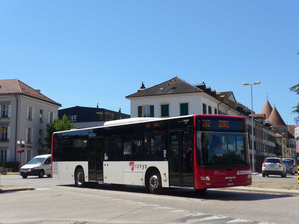 (181'203) - TRAVYS Yverdon - Nr. 103/VD 1282 - MAN am 18. Juni 2017 beim Bahnhof Yverdon