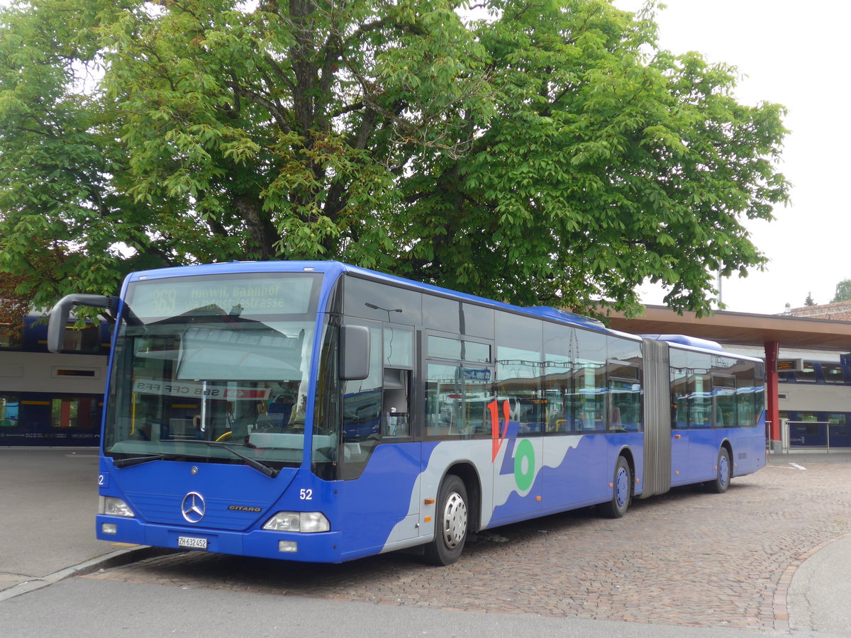 (181'950) - VZO Grningen - Nr. 52/ZH 632'452 - Mercedes am 10. Juli 2017 beim Bahnhof Wetzikon