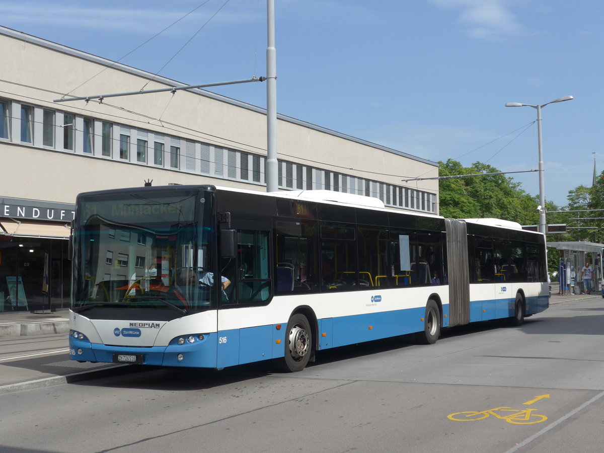 (182'668) - VBZ Zrich - Nr. 516/ZH 726'516 - Neoplan am 3. August 2017 in Zrich, Schwamendingerplatz