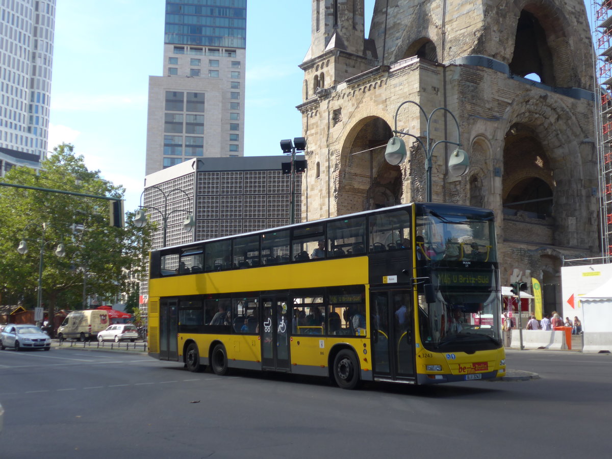 (183'214) - BVG Berlin - Nr. 3243/B-V 3243 - MAN am 9. August 2017 in Berlin, Kurfrstendamm