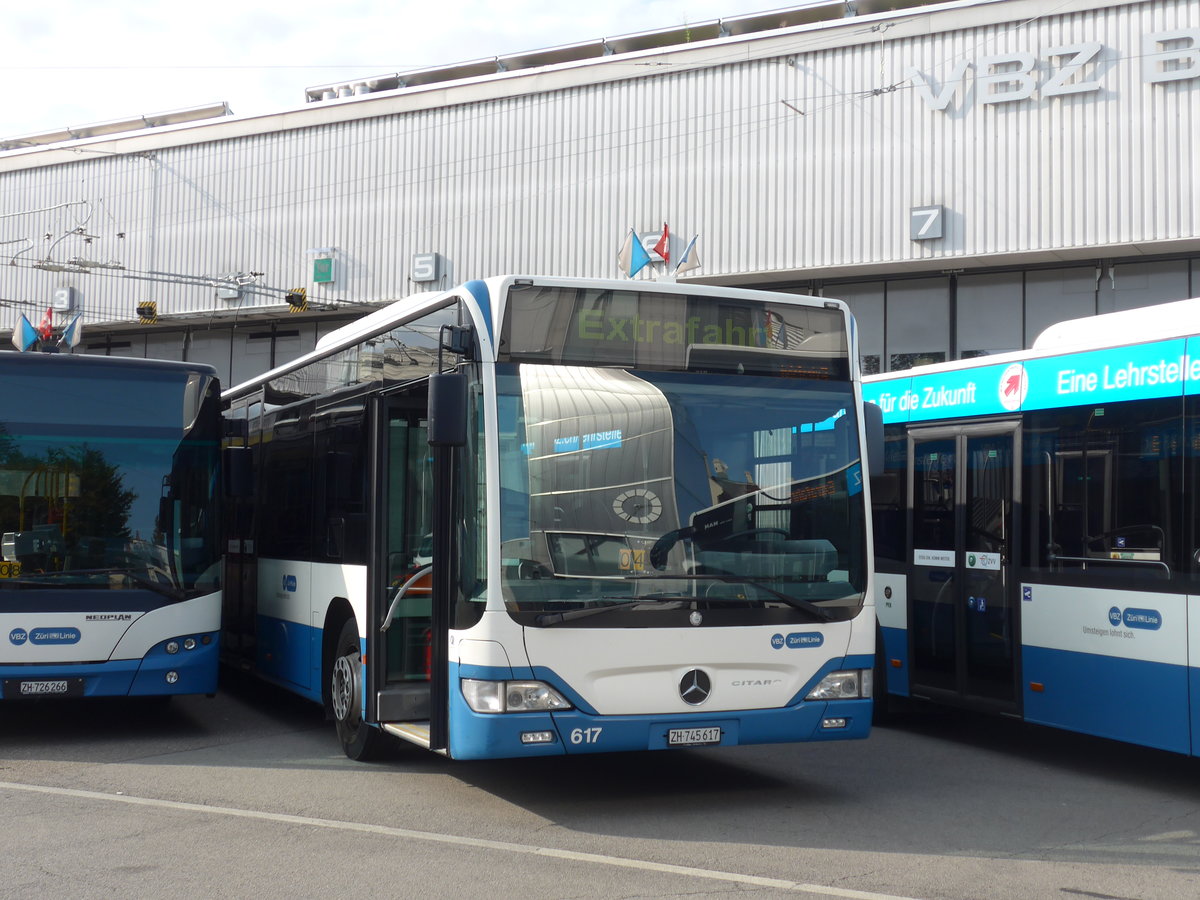 (183'655) - VBZ Zrich - Nr. 617/ZH 745'617 - Mercedes am 20. August 2017 in Zrich, Garage Hardau