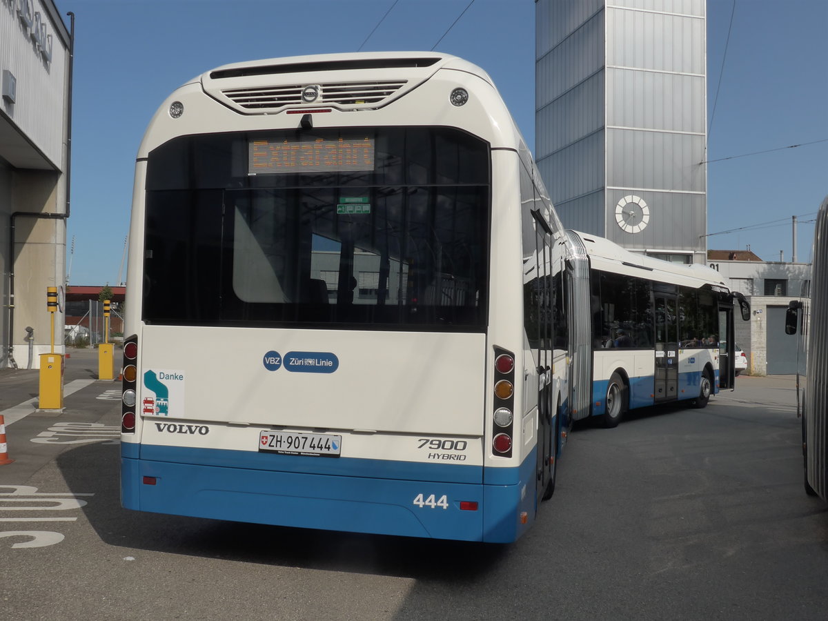 (183'673) - VBZ Zrich - Nr. 444/ZH 907'444 - Volvo am 20. August 2017 in Zrich, Garage Hardau