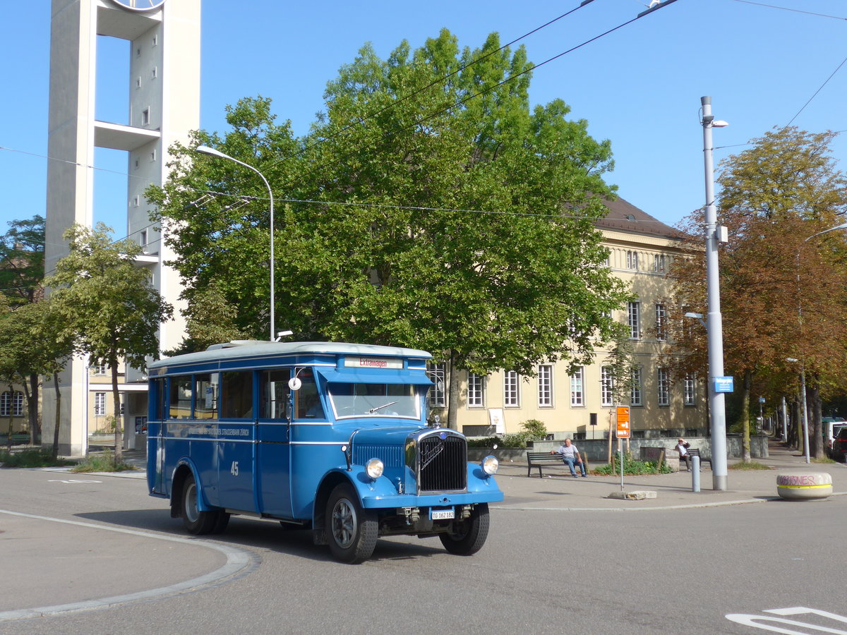 (183'706) - Oldtimer Club Saurer, Arbon - Nr. 45/TG 162'182 - Saurer/Tscher (ex VBZ Zrich Nr. 45; ex Firma in Spreitenbach; ex VBZ Zrich Nr. 245; ex VBZ Zrich Nr. 45) am 20. August 2017 in Zrich, Bullingerplatz