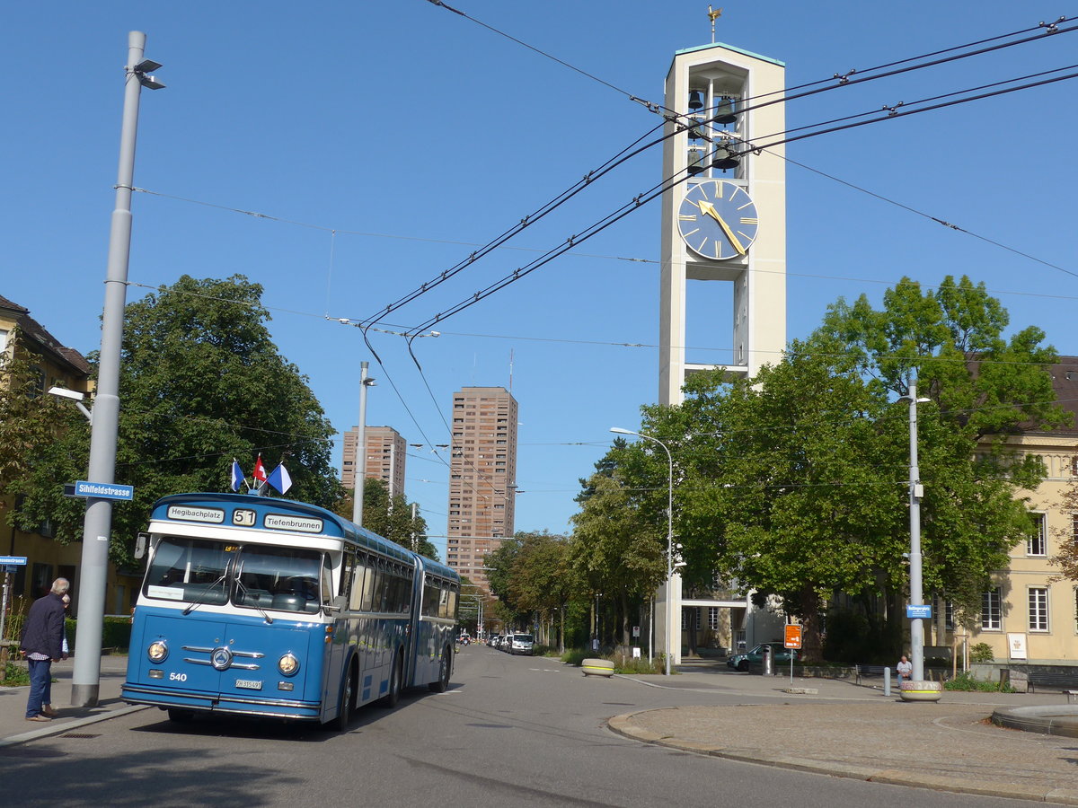 (183'712) - VBZ Zrich (TMZ) - Nr. 540/ZH 315'491 - Saurer/Saurer (ex Nr. 7540; ex Nr. 540) am 20. August 2017 in Zrich, Bullingerplatz